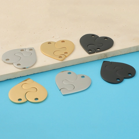 Pendenti Puzzle Cuore Acciaio Inossidabile 304 DIY Gioielleria Charms Coppia Amicizia Lucidato A Specchio Componenti Divisi