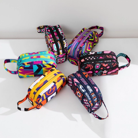 Large Capacity Multi Compartment Makeup Bag Oxford Cloth Waterproof Travel Toiletry Organizer Portable Ethnic Prints Women