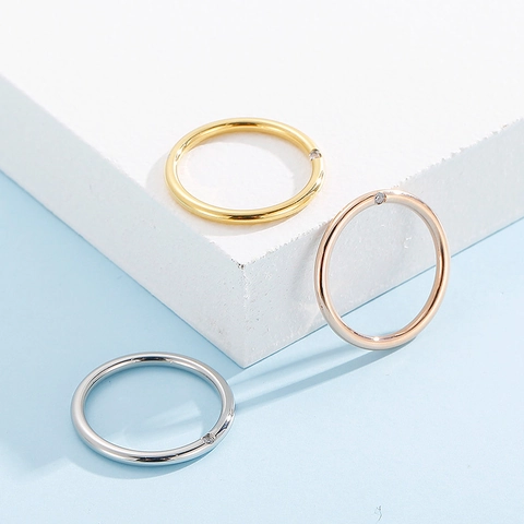 Anillo Minimalista de Acero de Titanio Con Diamante de Imitación Único para Mujer Anillo de Dedo Geométrico Galvanizado Oro Rosa Oro Plata Joyería de Moda