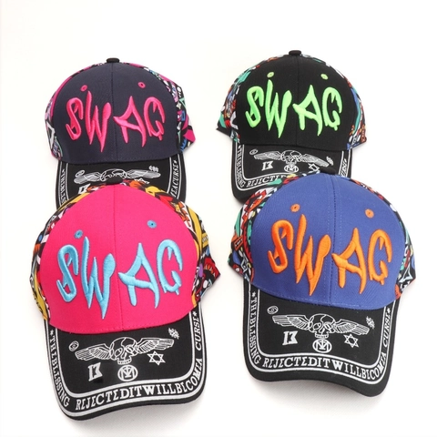 Katoenen Honkbalpet SWAG Borduurwerk Graffiti Print Streetwear Hip Hop Color Block Zonbescherming Verstelbaar