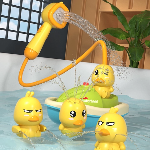 Giocattoli Da Bagno Anatra Elettrica Soffione Doccia Con Spruzzo D'acqua Automatico Motoscafo Divertimento In Vasca