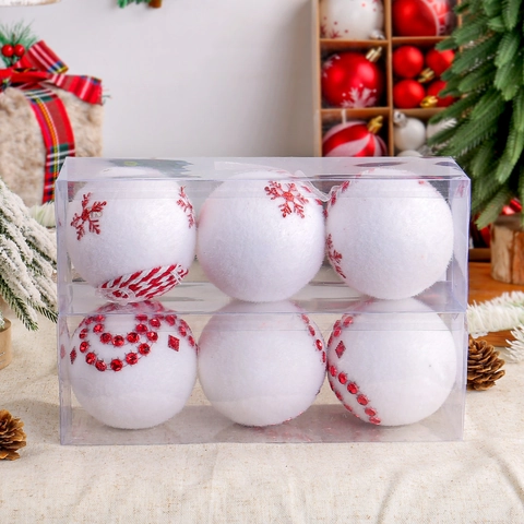 Weihnachtsanhänger Weiß Rot Schaumstoff Plüsch Seil Schneeflocke Stern Kugeln Festliche Feiertagsdekoration Haus