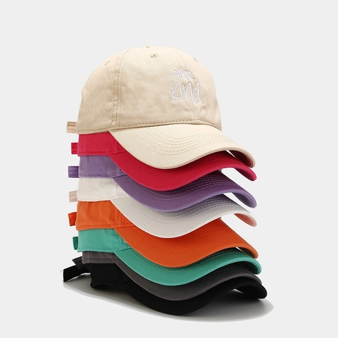 Baseball Cap Cotton Twill Adjustable Sun Protection Be Kind Heart Embroidery Outdoor Casual Sport Hat For Women Men