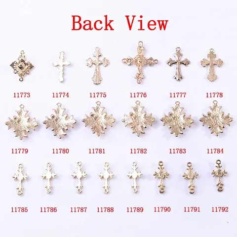 Cross Pendants Alloy KC Gold Plated Faux Artificial Pearl Rhinestone DIY Jewelry Making Charms Retro Baroque Style Connectors