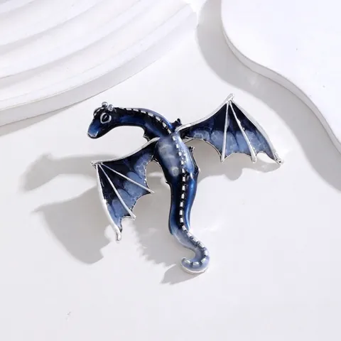 Vintage Flying Dragon Brooch Alloy Enamel Drip Oil Rhinestone Pin Halloween Western Dragon Corsage Unisex Party Jewelry Accessory