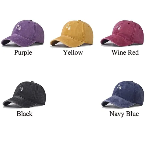 Baseball Cap Gewaschene Baumwolle Distressed Nummer 24 Stickerei Verstellbare Outdoor Mütze Für Damen Herren
