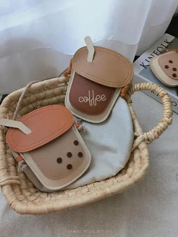 Mini Borsa A Tracolla Forma Tazza Di Tè Al Latte Caffè Pelle PU Simpatica Creativa Novità Portamonete Per Bambini