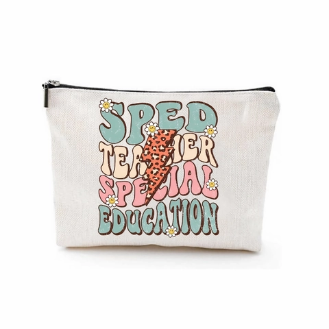 Canvas Cosmetic Makeup Bag Zipper Storage Pouch Printed Travel Toiletry Organizer Portable Handheld Case Stationary Bag