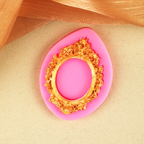 Baroque Frame Silicone Mold Retro Lace Mirror Shape Fondant Cake Decorating DIY Resin Clay Craft Baking Tool