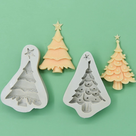 Christmas Tree Silicone Mold 3D Festive DIY Baking Tool For Cake Chocolate Aromatherapy Candle Soap Ornament Crafting