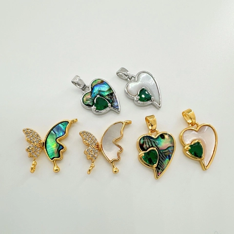 Hangers Koper 18K Verguld Retro Vlinder Hart Schelp Zirkoon Bedeltjes Voor DIY Sieraden Maken Kettingen Armbanden