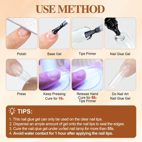 Solid Nail Tip Glue Strong Adhesive Transparent UV Gel For Press On Nails Extension No Flowing Long Lasting Professional
