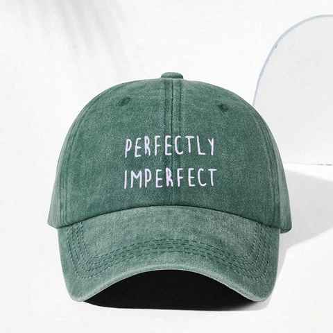 Cappellino Da Baseball Ricamato Perfectly Imperfect Poliestere Lavato Retro Regolabile Dad Hat Protezione Solare Unisex