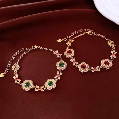 Bracciale Vintage Fiore Farfalla Rame Placcato Oro Vero Zircone Gioielli Regolabili Per Donna Lusso Elegante Versatile