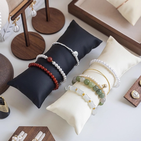 Jewelry Display Pillow Velvet Faux Leather Bracelet Watch Bangle Organizer Showcase Holder Counter Props