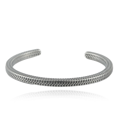 Bracciale Rigido Aperto In Acciaio Inossidabile Con Motivo Texturizzato A Diamante Gioielli Di Moda Semplici Per Donne Uomini Acciaio Al Titanio Lucidato