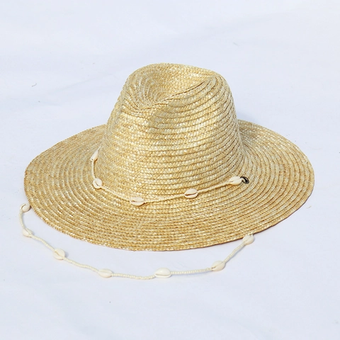 Cappello Da Sole In Paglia Naturale Fatto A Mano Per Donna Con Decorazione Di Conchiglie Tesa Larga Spiaggia Stile Panama