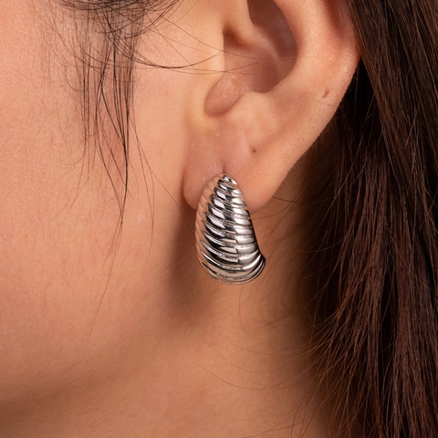 Stainless Steel Waterdrop Croissant Hoop Earrings Geometric Twisted Chunky Teardrop C-Shape For Women