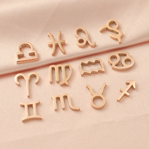 Stainless Steel Zodiac Signs Pendants Hollow Horoscope Charms For DIY Jewelry Making Crafting Accessories