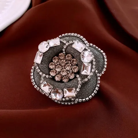 Camelia Bloem Broche Stof Strass Elegant Vintage Kleding Sieraden Speld Voor Dames Accessoires Decoratief