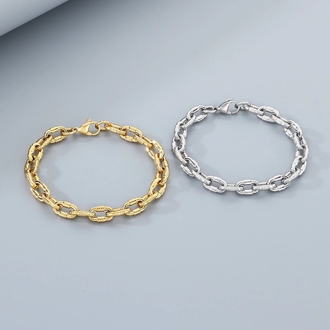 Bracciale A Catena In Acciaio Inossidabile Strutturato Stile Hip Hop Industriale Gioielli Unisex