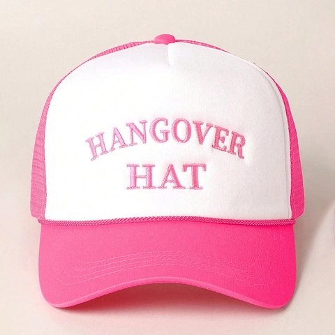 Y2K Hangover Hat Polyester Embroidered Trucker Hat Mesh Breathable Curved Brim Adjustable Streetwear Baseball Cap For Women