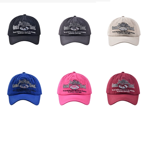 Casquette De Baseball En Coton Vintage Broderie Dolphin Hotel Chapeau Soleil Réglable Unisexe Streetwear Visière Incurvée