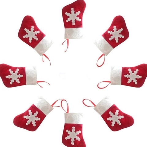 Porte Couverts Chaussette De Noël Motif Flocon De Neige Pochette Vaisselle Feutre Décoration Table Fête