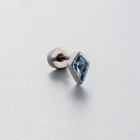 Rhombus Kite Zircon Stud Earrings Stainless Steel Screw Back Helix Piercing Minimalist Geometric Jewelry Women