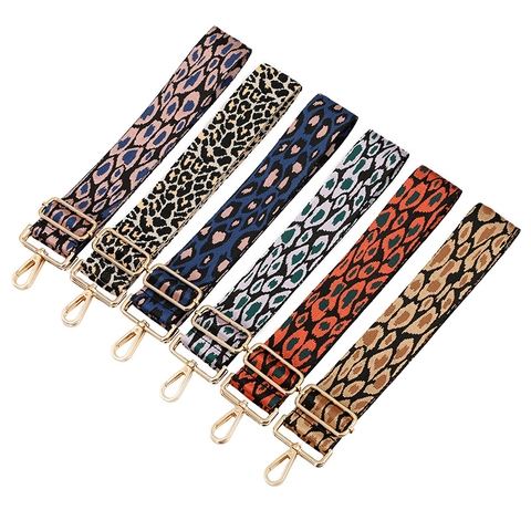 Wide Adjustable Replacement Shoulder Strap Polyester Webbing Colorful Leopard Print For Handbags Crossbody Bags