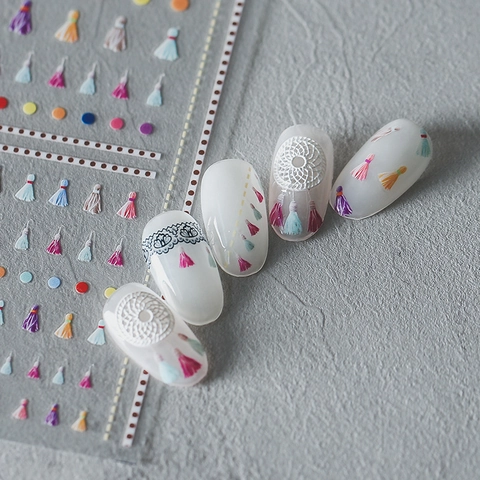 Adesivi Unghie Bohemien Nappa Acchiappasogni Motivo Pizzo Ultrasottili Adesivi Decorazione Manicure