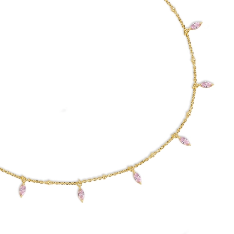 925 Sterling Silber Kette Mit Rosa Zirkonia Kupfer Anhänger Minimalistischer Schlüsselbein Schmuck Für Damen