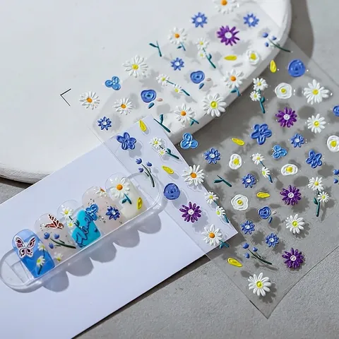 Adesivi Unghie 5D Rilievo Fiore Farfalla 3D Autoadesivi Decorazione Manicure Per Donne Unghie DIY Elegante