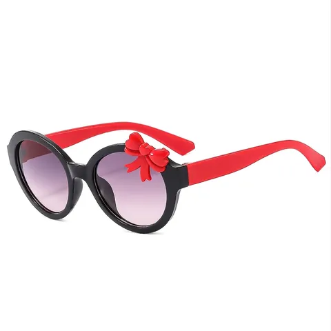 Kids Sunglasses Round Frame UV400 Protection Cute Bow Tie Decor PC AC Plastic Fashion Eyewear For Boys Girls