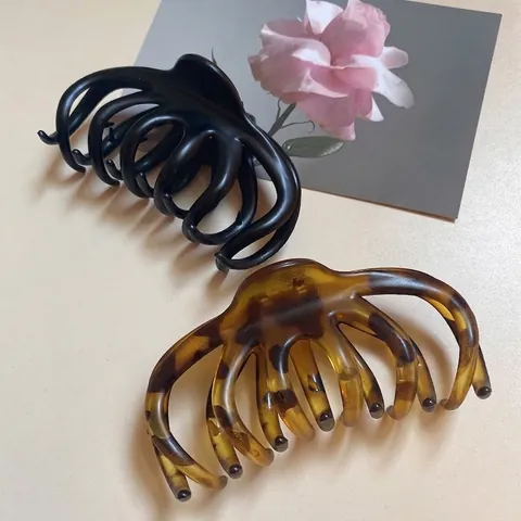 Molletta Per Capelli Polpo Resina Stampa Leopardata Tartaruga Grande Clip Squalo Vuota Francese Vintage Elegante Donna