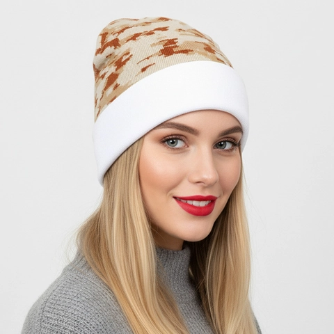 Beanie Hat Women Men Camouflage Acrylic Knit Folded Cuff Warm Windproof Outdoor Casual Winter Skull Cap Fashion