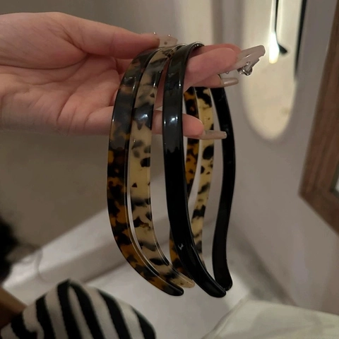 Retro Tortoise Shell Cellulose Acetate Headband Non Slip Teeth U Shaped Hair Hoop For Women Minimalist