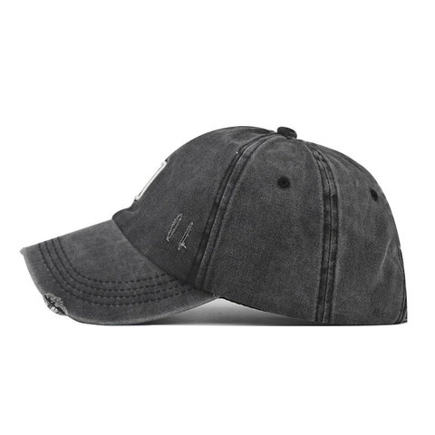 Cappello Da Baseball In Cotone Lavato Vintage Patch Lettera Ricamata Distressed Cappello Streetwear Regolabile Unisex