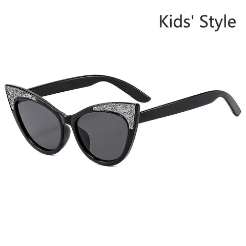 Occhiali Da Sole Gatto Per Bambini Glitter Cornice PC Protezione UV400 Moda Per Ragazze Carino Vintage