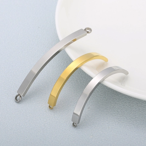 Conectores De Barra Curva De Acero Inoxidable Eslabones Metálicos Pulidos Para Fabricación De Joyas DIY Pulseras Collares Accesorios