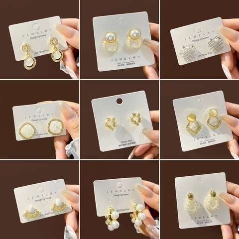 Vintage Zinklegierung Künstliche Perle Strass Ohrstecker Für Damen Mit 925 Sterlingsilber Ohrstecker-Stift Schmuck