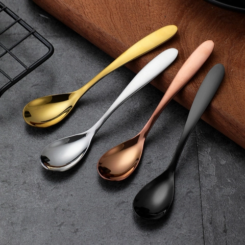 Cucchiaio Da Caffè Acciaio Inossidabile 304 Lucidato A Specchio Dessert Cucchiaio Da Gelato Per Cucina Caffè Ristorante Colorato Moderno
