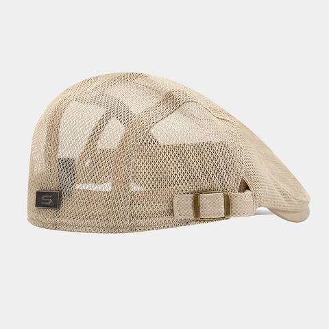 Atmungsaktive Mesh Baskenmütze Sommer Outdoor Sonnenschutz Britische Retro Flat Cap Verstellbare Metallschnalle Herren