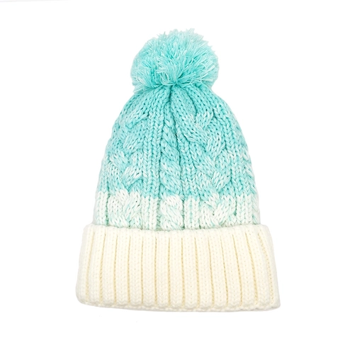 Gorro De Punto Invierno Mujer Con Pompón Punto De Cable Forro Polar Color Degradado Cálido Gorro Invierno