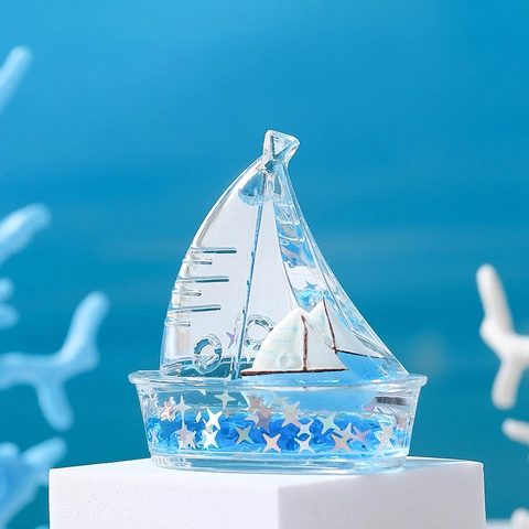 Unsinkable Ship Fluid Drift Bottle Desktop Ornament Acrylic Liquid Nautical Wave Decoration Stress Relief Toy Office Home