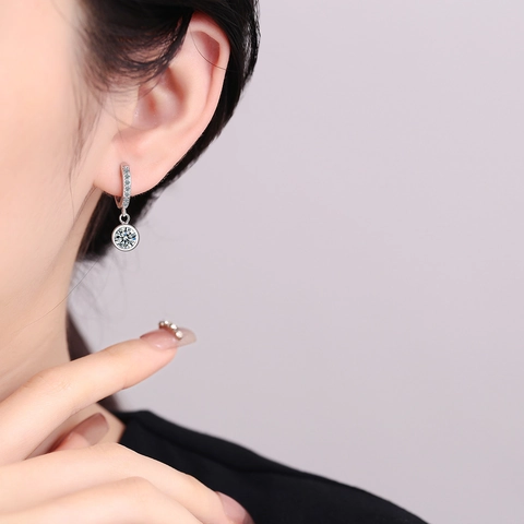Elegante Runde Zirkonia Hängeohrringe Kupfer Mikro Pavé Huggie Hoop Geometrischer Schmuck Für Damen