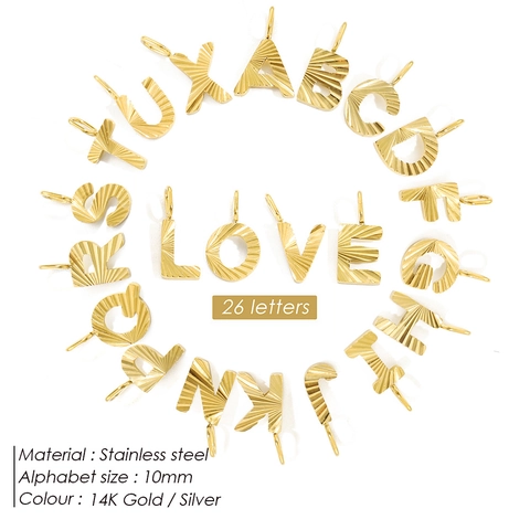 Roestvrij Stalen Alfabet Hangers Goud Zilver Kleur A-Z Initialen Letter Charms Voor Sieraden Maken DIY Ketting Accessoires