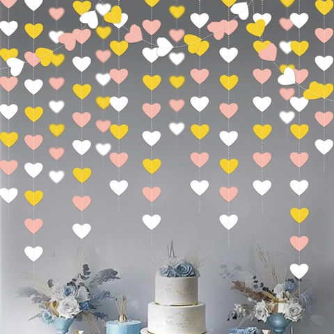 Heart Shaped Garland Glitter Paper Hanging String Decoration For Valentine Day Wedding Birthday Party Romantic Decor