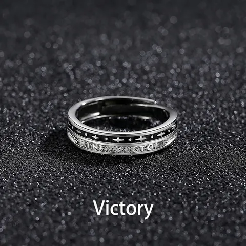 Vintage Mens Open Adjustable Ring Copper Hip Hop Punk Textured Star Shield Pattern Retro Jewelry Accessory