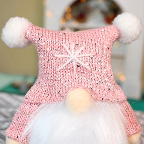 Christmas Gnome Decoration Glowing LED Faceless Doll Plush Knit Sequin Hat Ornament Holiday Desktop Decor